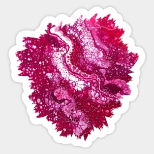 Dark Pink Cells Acrylic Pour Painting Sticker